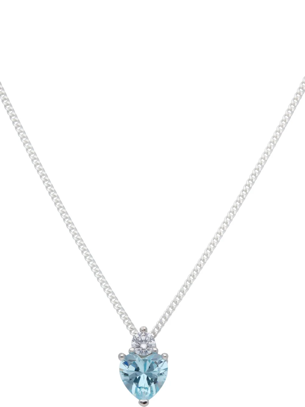 William May Sterling Silver Aqua Cubic Zirconia Heart & 18" Necklace, view 2