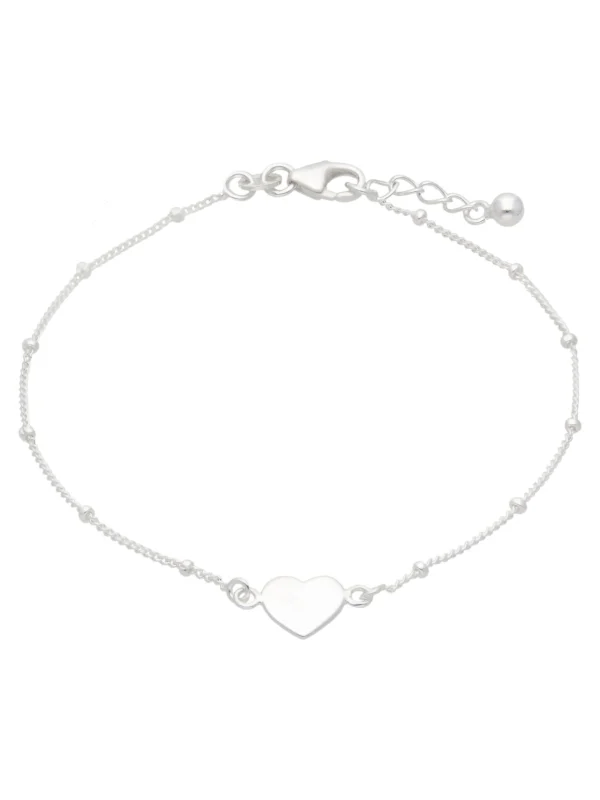 William May Sterling Silver Beaded Chain Heart Bracelet