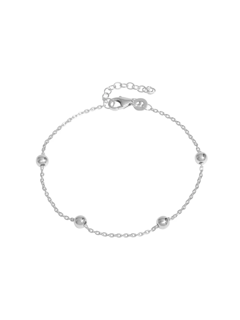 William May Sterling Silver Beaded Chain Station Bracelet