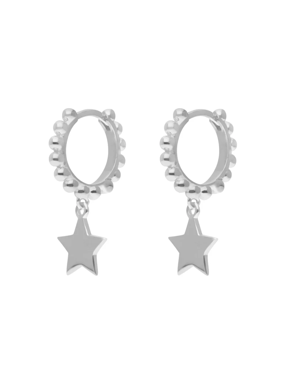 William May Sterling Silver Beaded Huggie Style Star Earrings