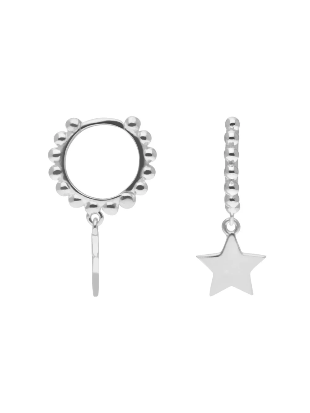 William May Sterling Silver Beaded Huggie Style Star Earrings, view 2