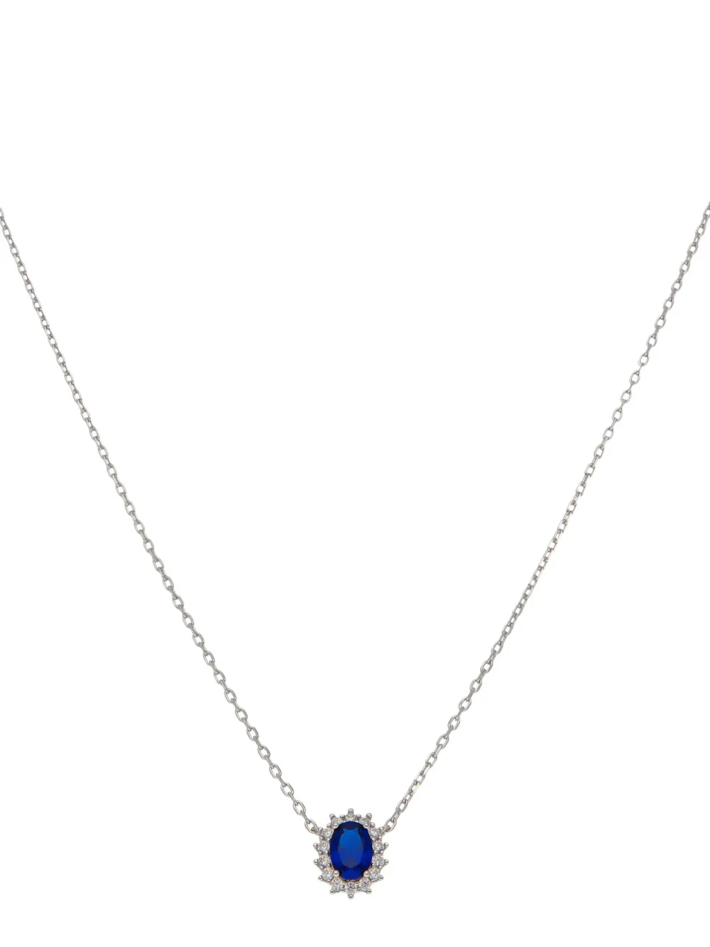 William May Sterling Silver Blue & White Cubic Zirconia Cluster Necklace