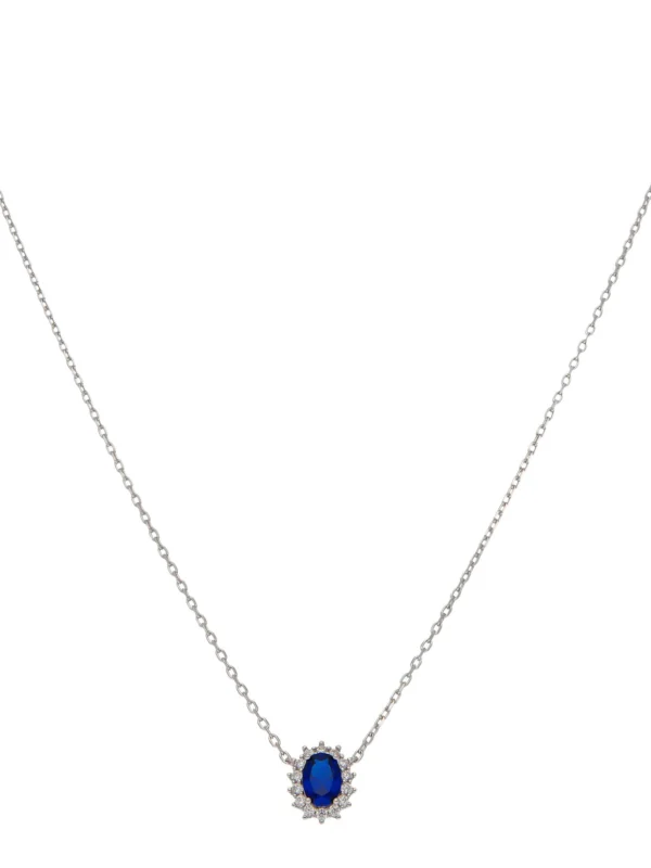 William May Sterling Silver Blue & White Cubic Zirconia Cluster Necklace