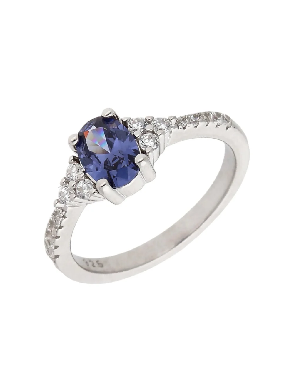 William May Sterling Silver Blue & White Cubic Zirconia Dress Ring