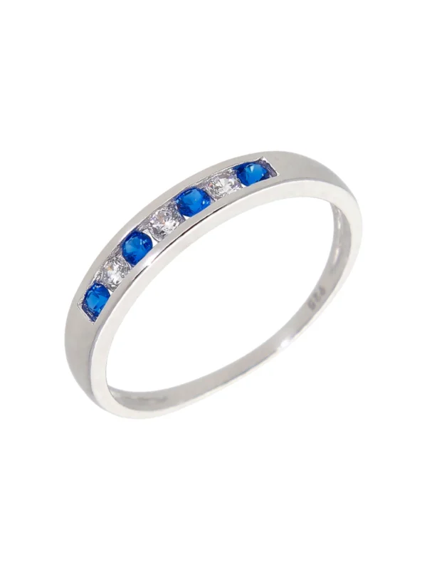William May Sterling Silver Blue & White Cubic Zirconia Eternity Ring