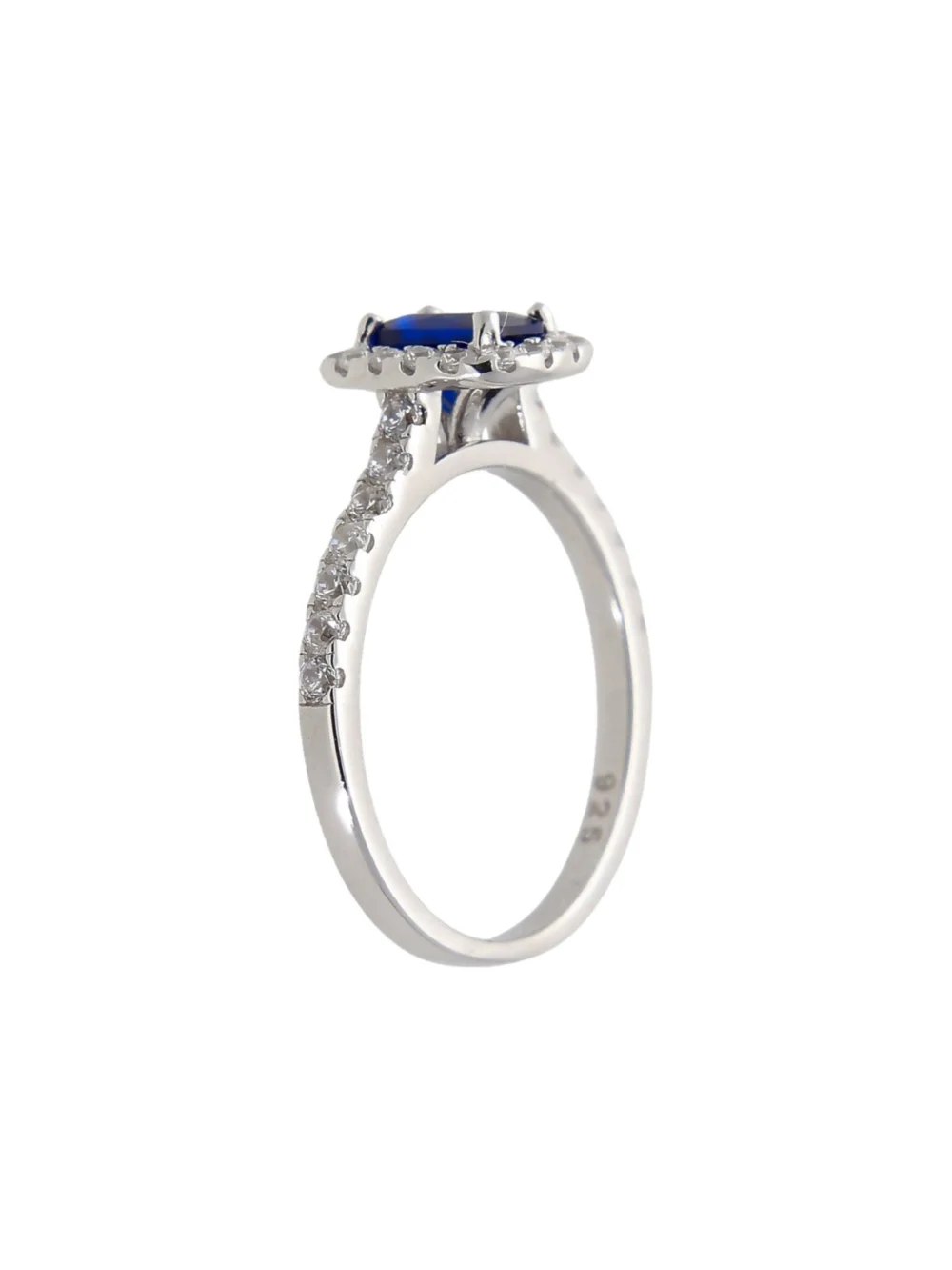 William May Sterling Silver Blue & White Cubic Zirconia Halo Dress Ring, view 2
