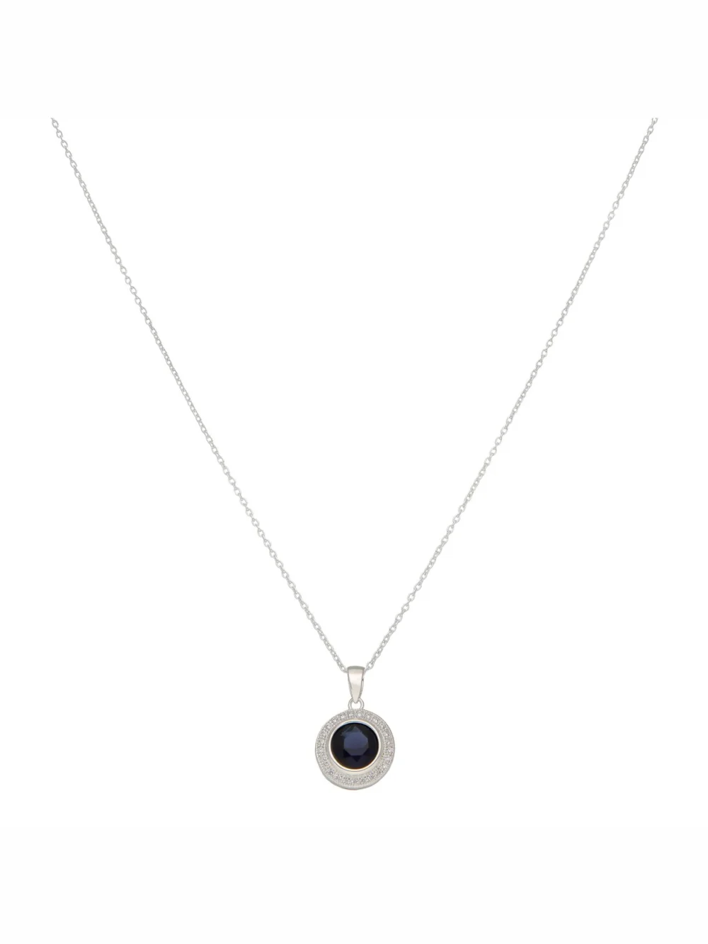 William May Sterling Silver Blue & White Cubic Zirconia Halo Necklace