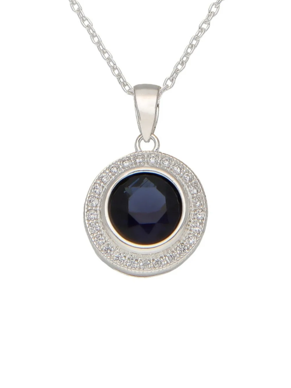 William May Sterling Silver Blue & White Cubic Zirconia Halo Necklace, view 2