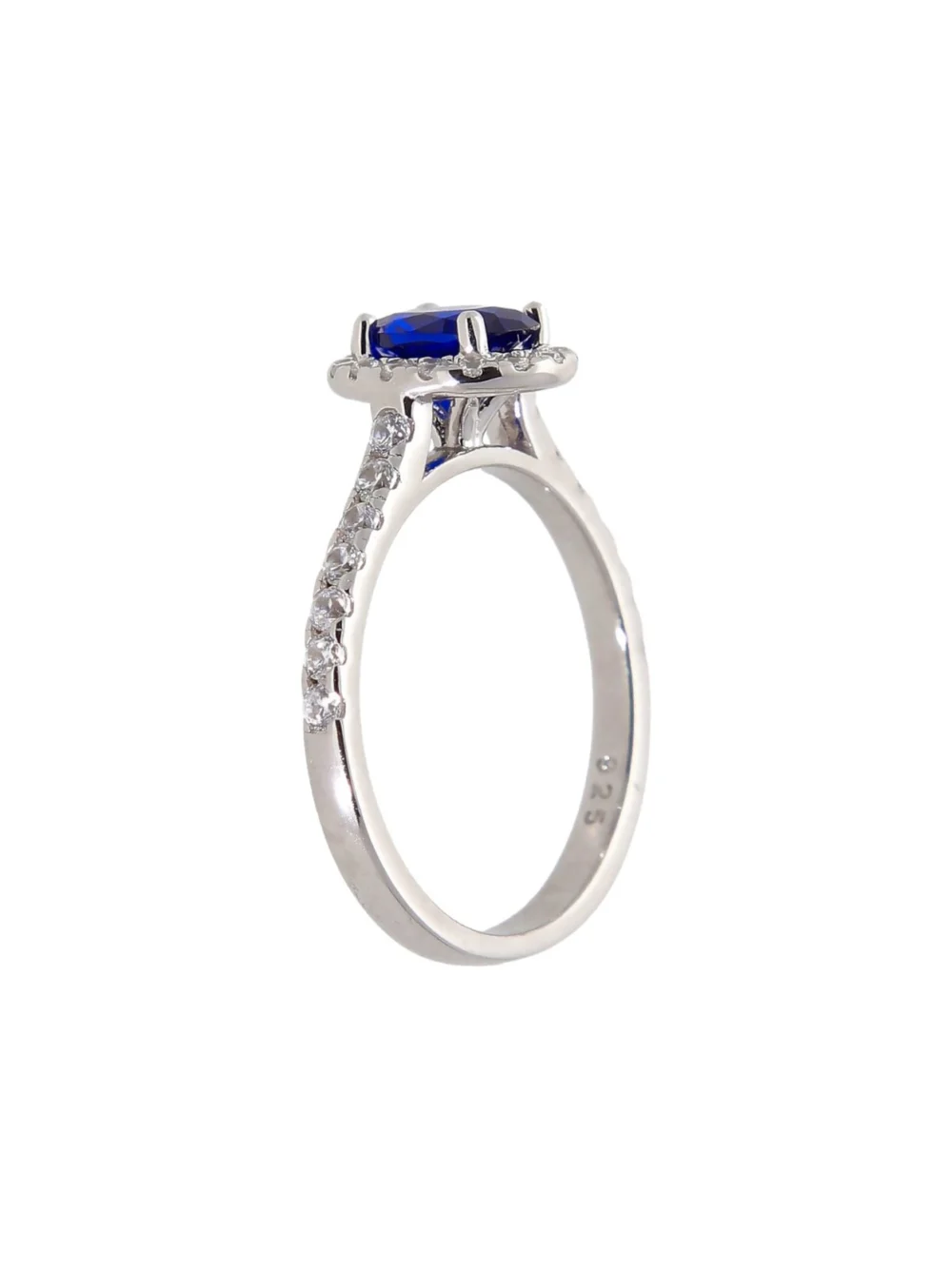 William May Sterling Silver Blue & White Cubic Zirconia Oval Halo Ring, view 2