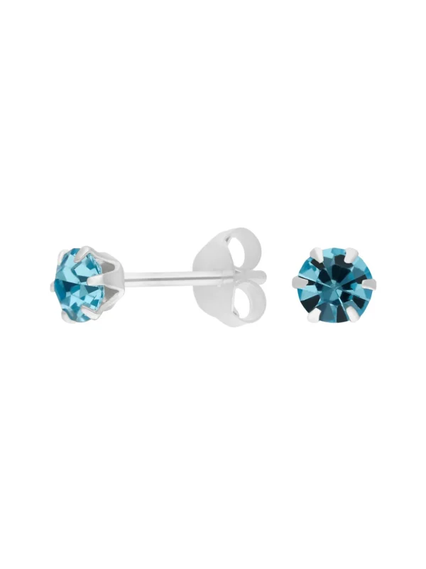 William May Sterling Silver Blue Crystal Stud Earrings
