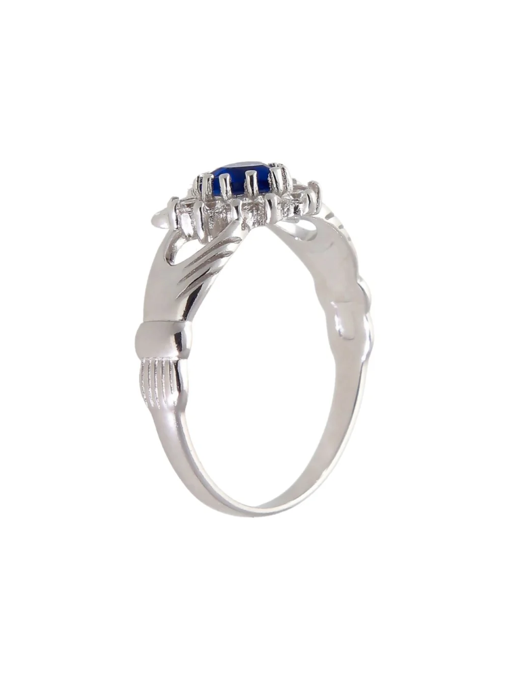 William May Sterling Silver Blue Cubic Zirconia Claddagh Ring, view 2