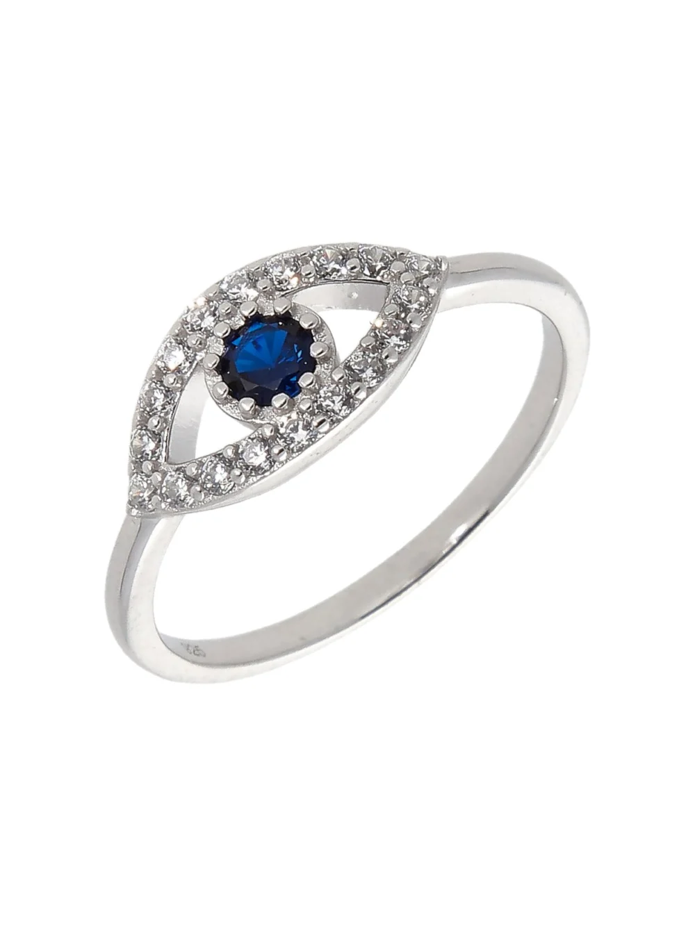 William May Sterling Silver Blue Cubic Zirconia Evil Eye Dress Ring