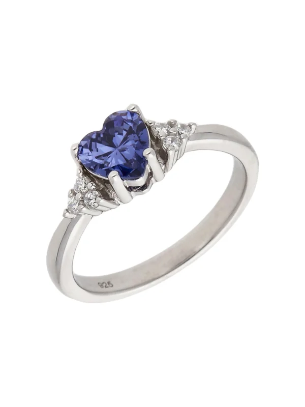 William May Sterling Silver Blue Cubic Zirconia Heart Ring