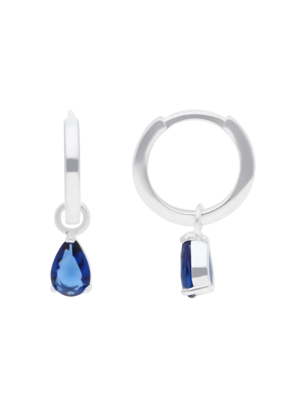 William May Sterling Silver Blue Gemstone 12mm Huggie Hoop Earrings