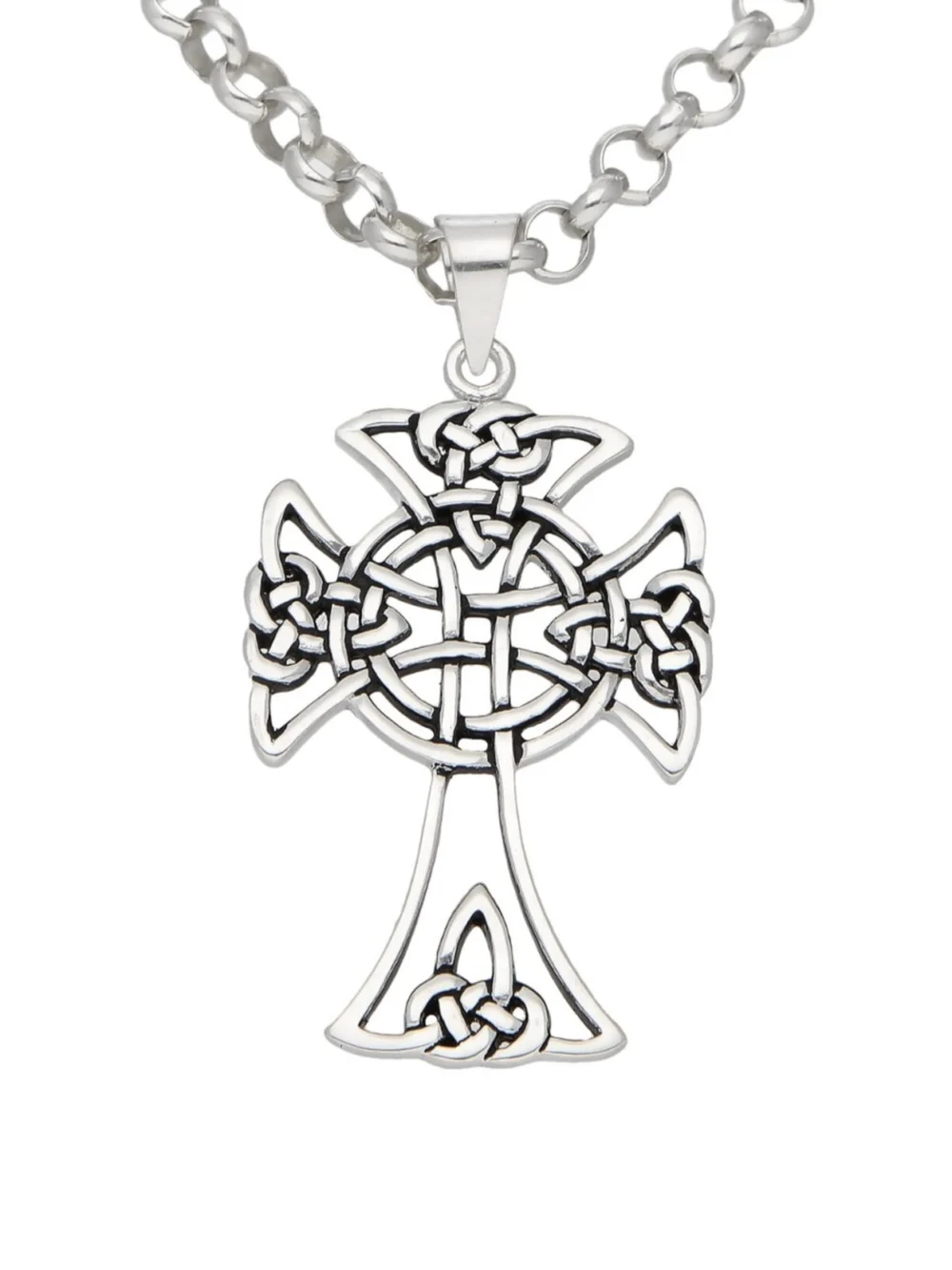 William May Sterling Silver Celtic Cross & Belcher Chain Necklace