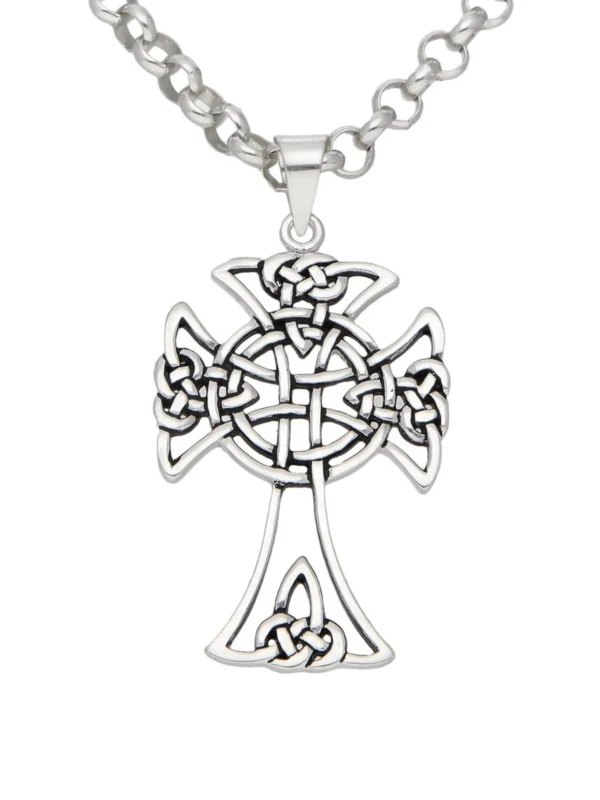 William May Sterling Silver Celtic Cross & Belcher Chain Necklace
