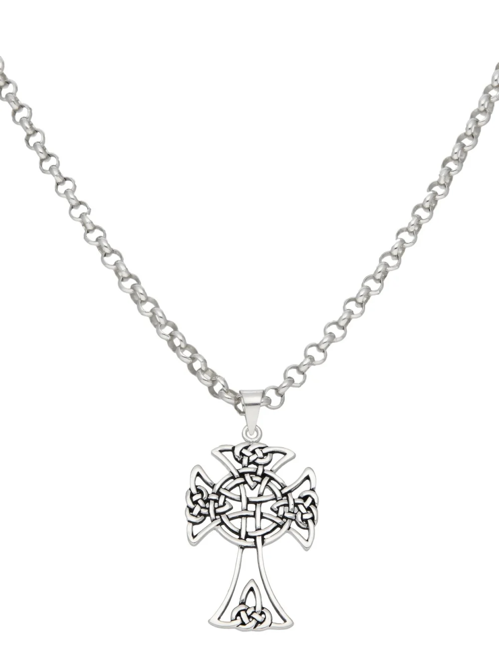 William May Sterling Silver Celtic Cross & Belcher Chain Necklace, view 2