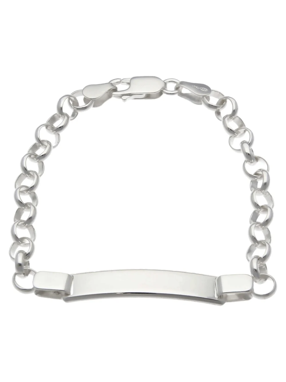 William May Sterling Silver Childs Identity Bar Belcher Bracelet