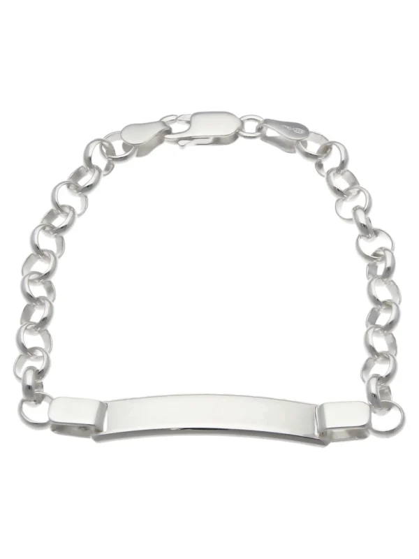 William May Sterling Silver Childs Identity Bar Belcher Bracelet