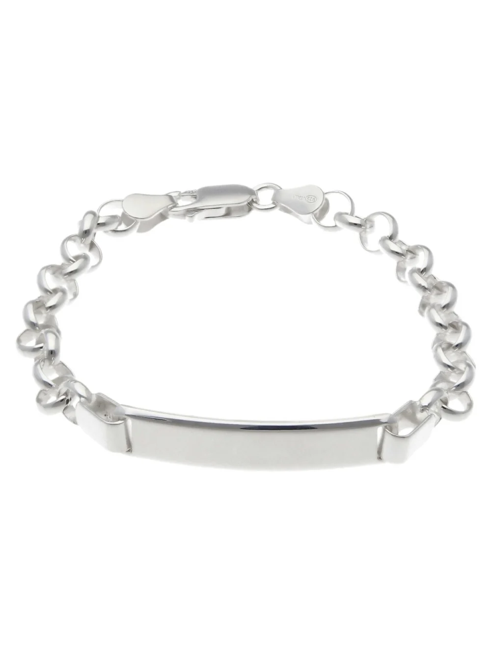 William May Sterling Silver Childs Identity Bar Belcher Bracelet, view 2
