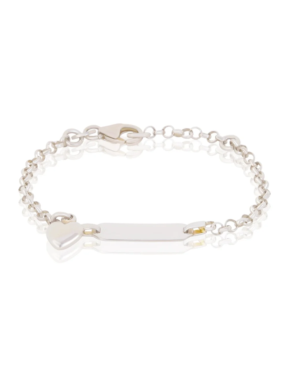 William May Sterling Silver Childs Identity Bracelet with Heart Charm