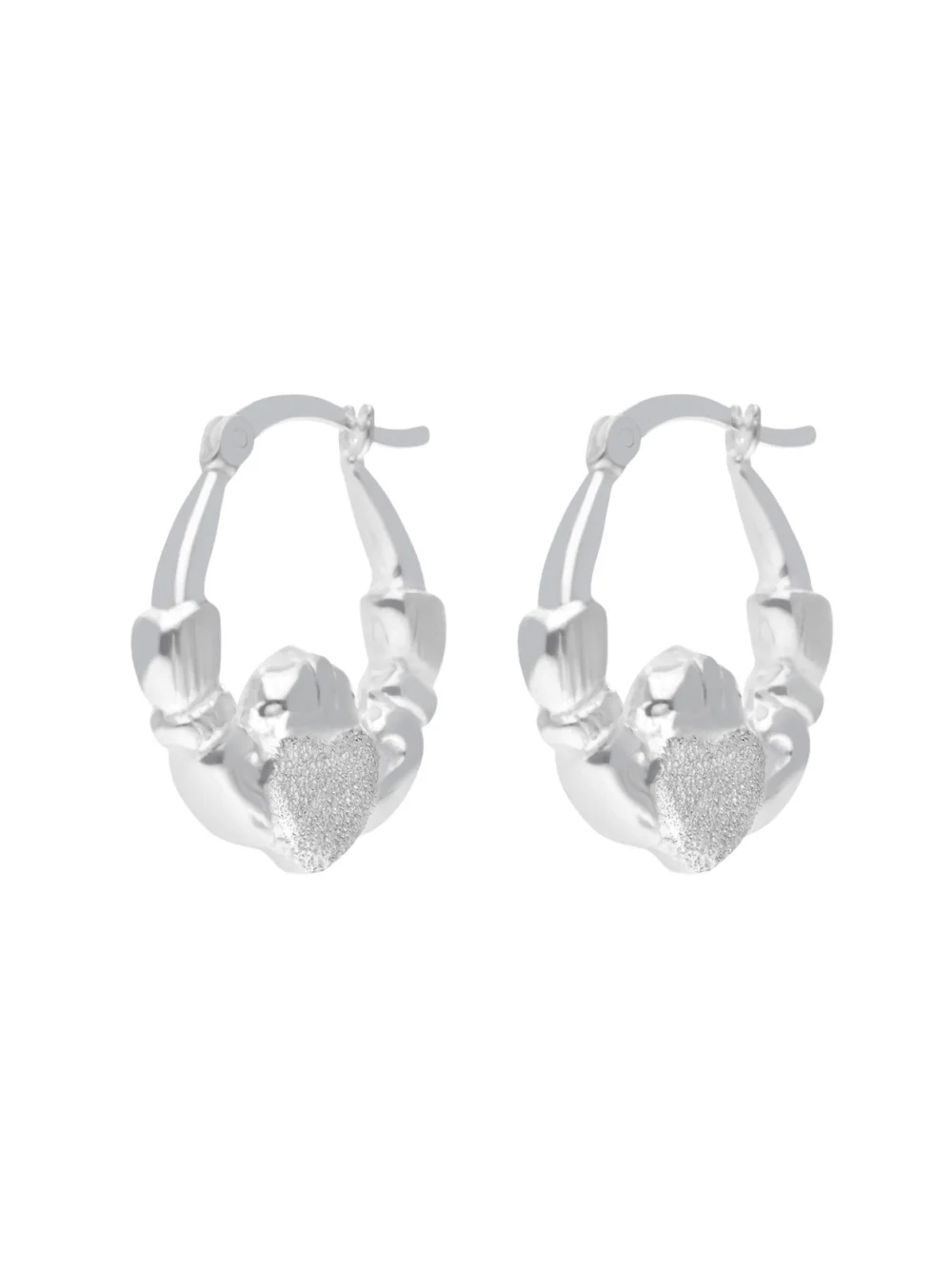 William May Sterling Silver Claddagh Creole Hoop Earrings