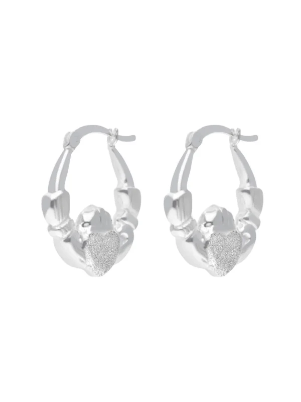William May Sterling Silver Claddagh Creole Hoop Earrings