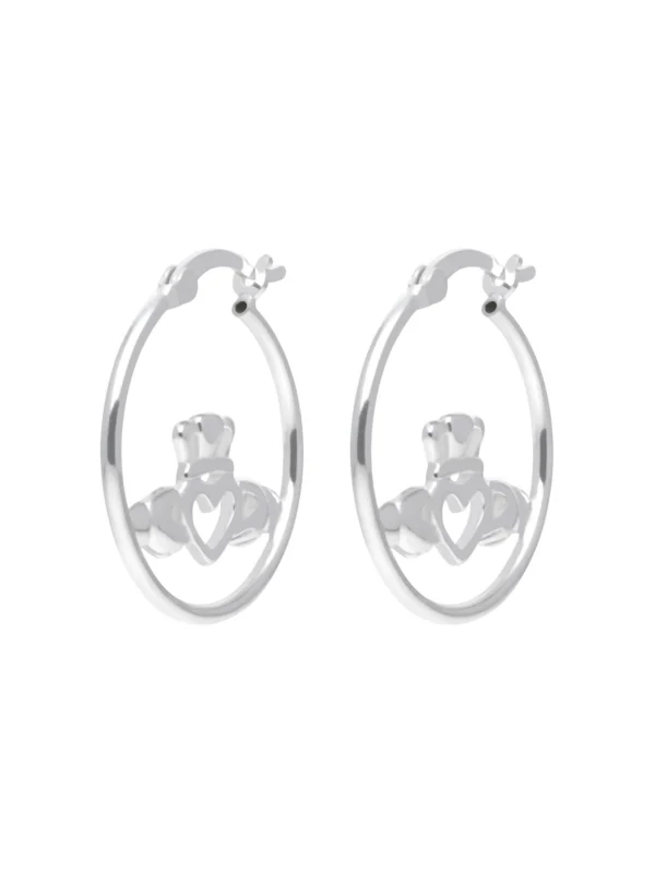 William May Sterling Silver Claddagh Hoop Earrings
