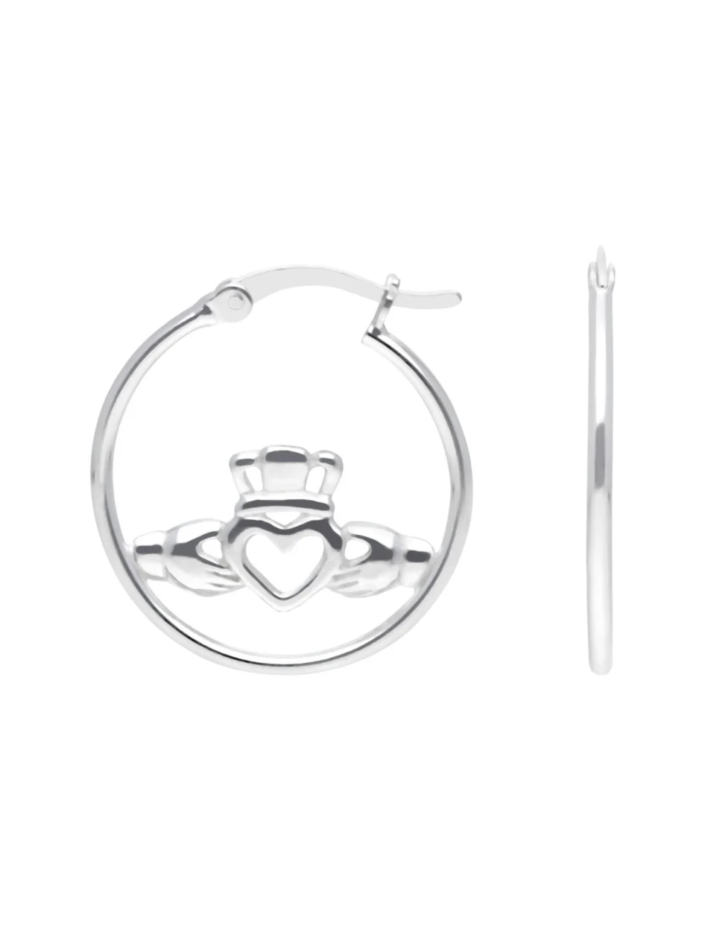 William May Sterling Silver Claddagh Hoop Earrings, view 2
