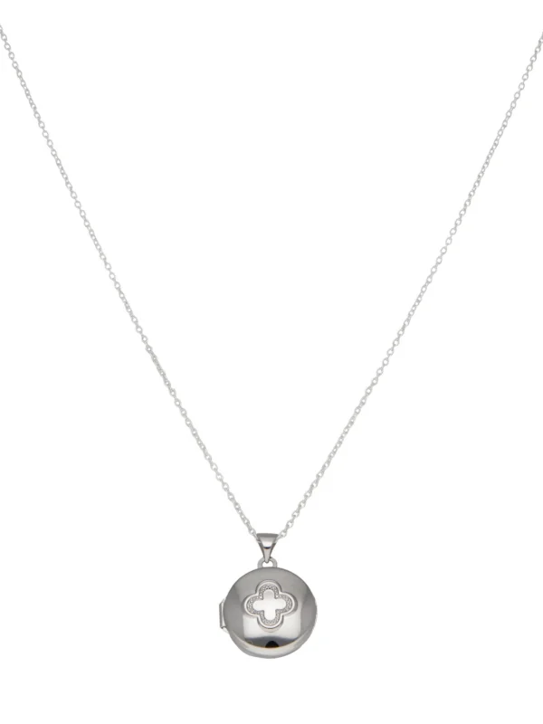 William May Sterling Silver Clover Petal Locket & 18" Chain Necklace