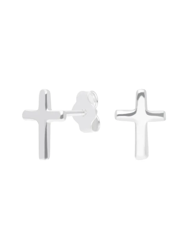 William May Sterling Silver Cross Stud Earrings