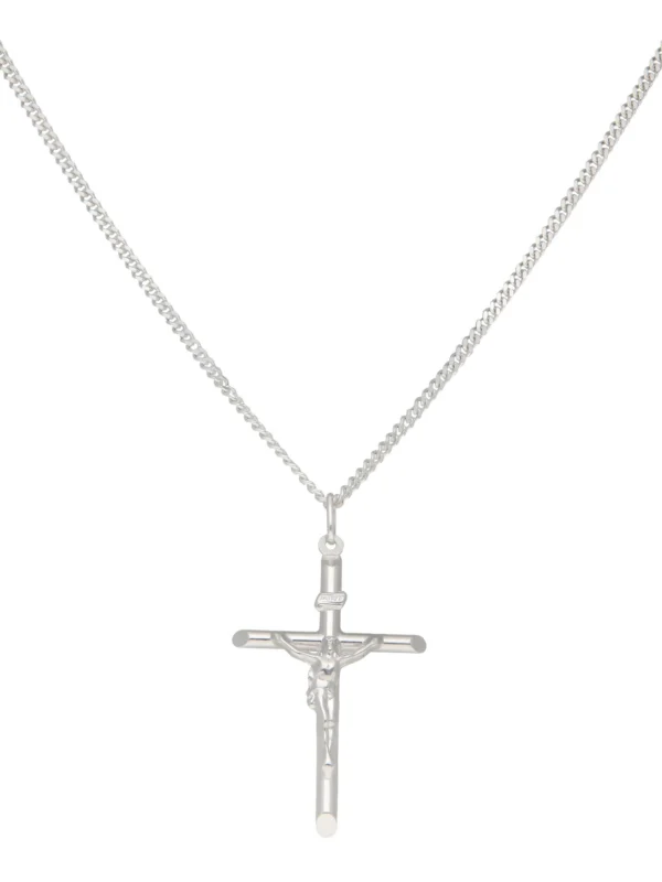 William May Sterling Silver Crucifix Pendant & 22" Curb Chain Necklace