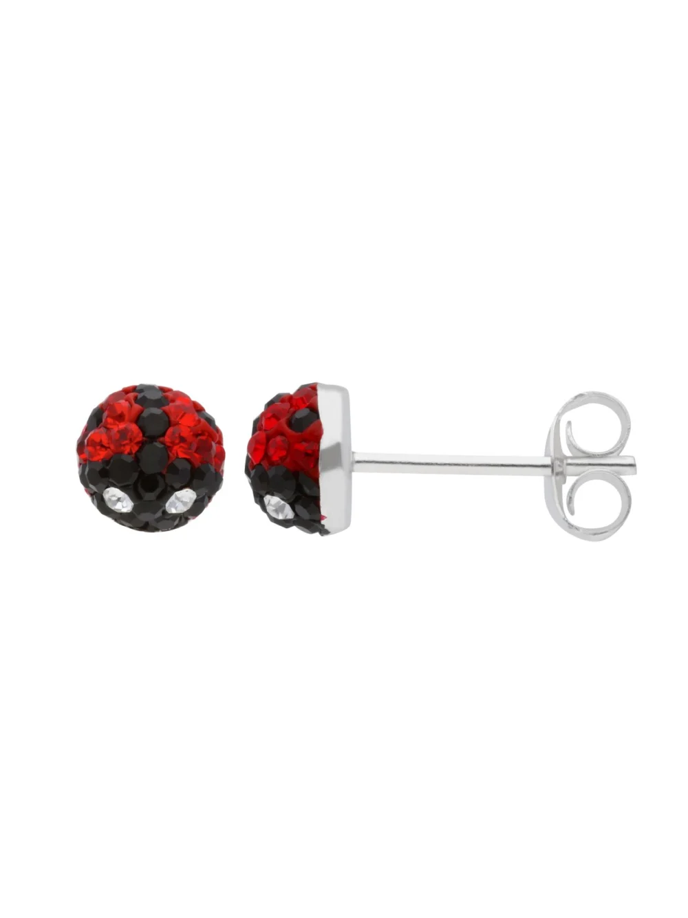 William May Sterling Silver Crystal Set Ladybug Stud Earrings