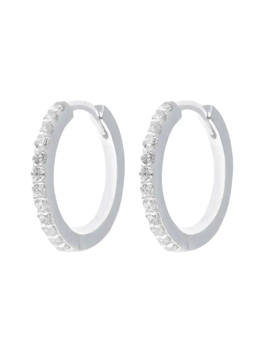 William May Sterling Silver Cubic Zirconia 15mm Huggie Hoop Earrings