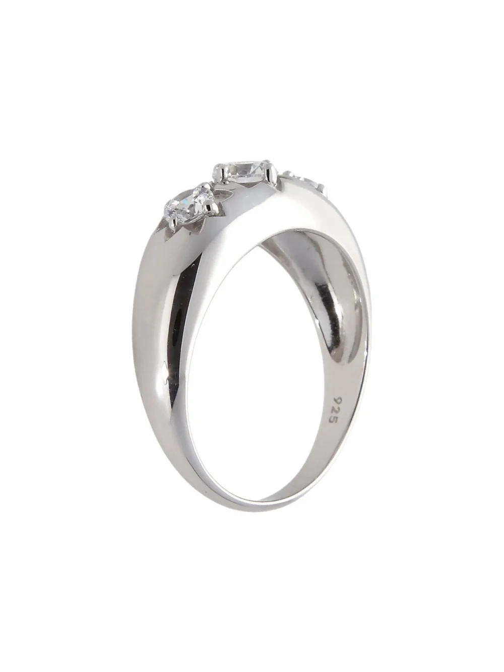 William May Sterling Silver Cubic Zirconia 3 Stone Star Gents Ring, view 2