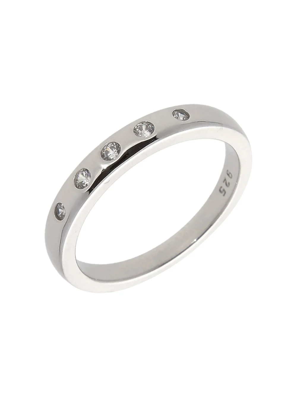 William May Sterling Silver Cubic Zirconia 5 Stone Band Ring