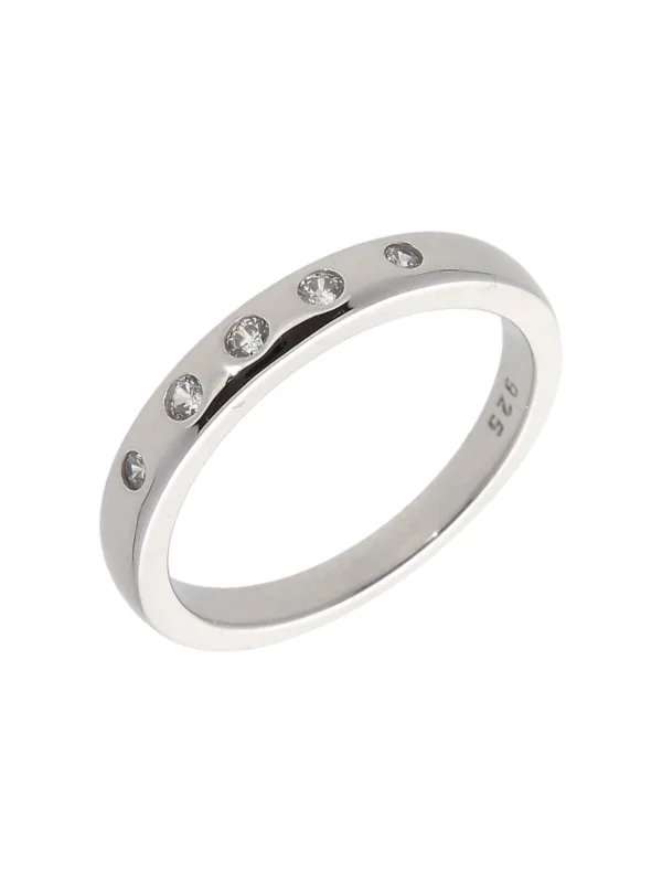 William May Sterling Silver Cubic Zirconia 5 Stone Band Ring