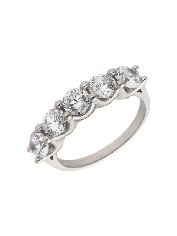 William May Sterling Silver Cubic Zirconia 5 Stone Eternity Ring