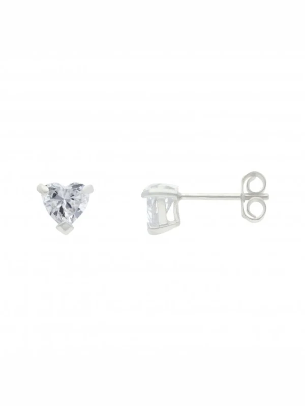 William May Sterling Silver Cubic Zirconia 5mm Heart Stud Earrings