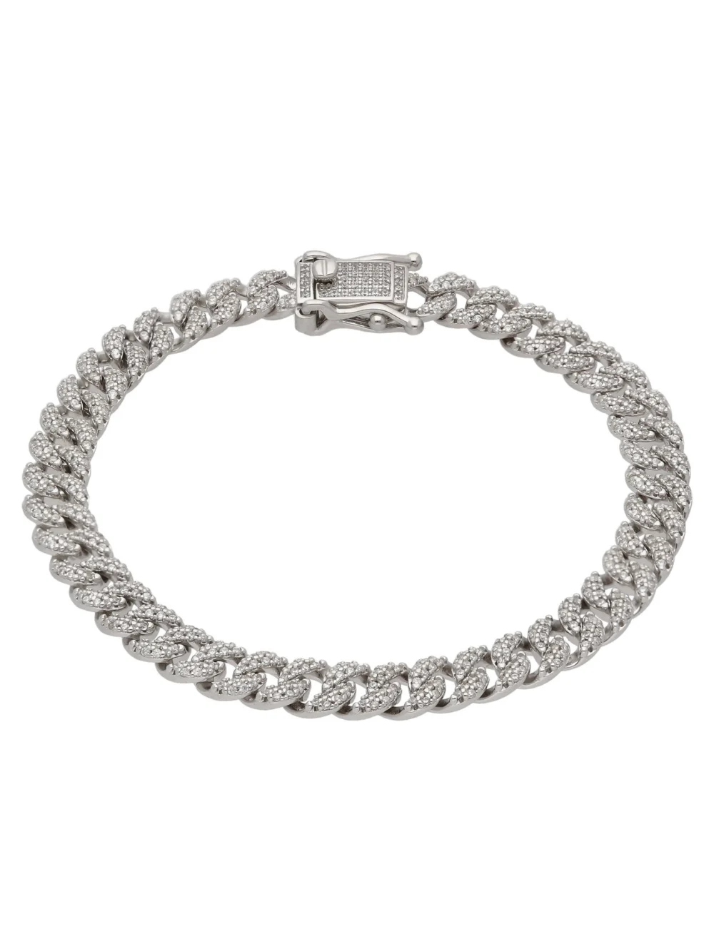 William May Sterling Silver Cubic Zirconia 7.5" Curb Link Bracelet