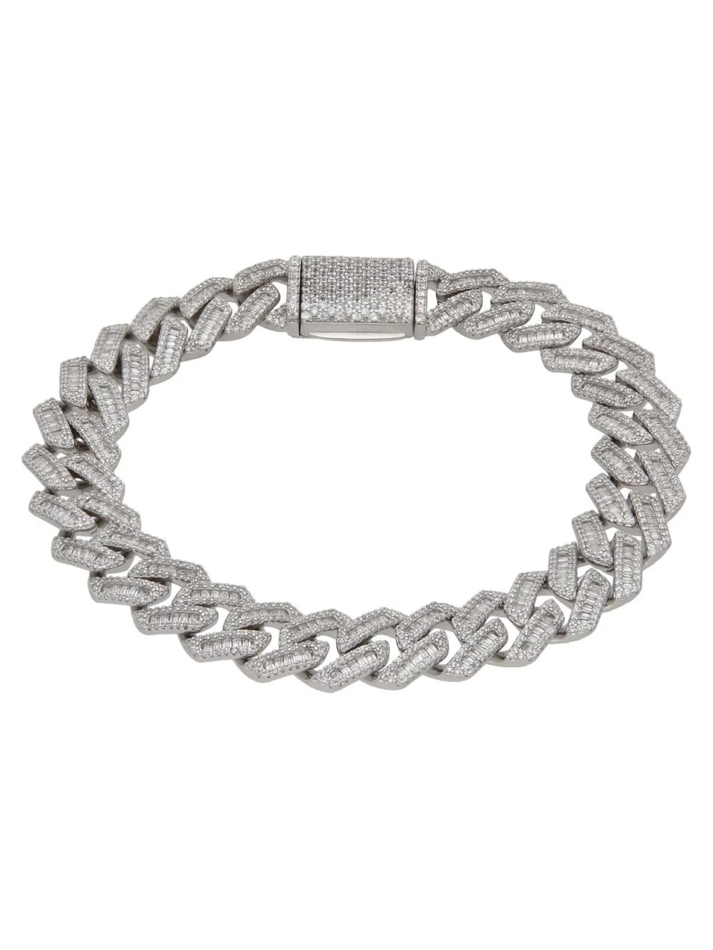 William May Sterling Silver Cubic Zirconia 8.5" Cuban Curb Bracelet 46G