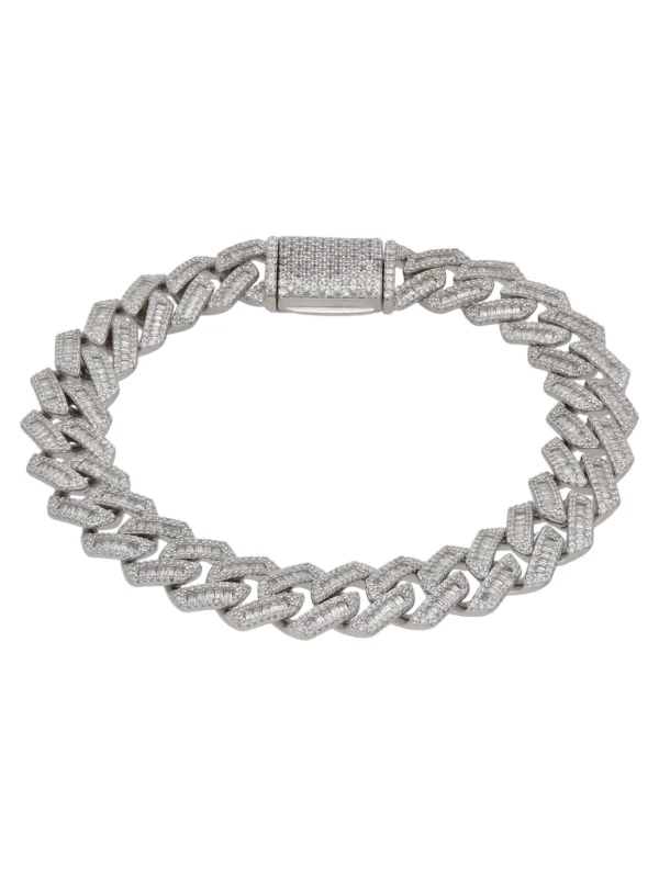 William May Sterling Silver Cubic Zirconia 8.5" Cuban Curb Bracelet 46G
