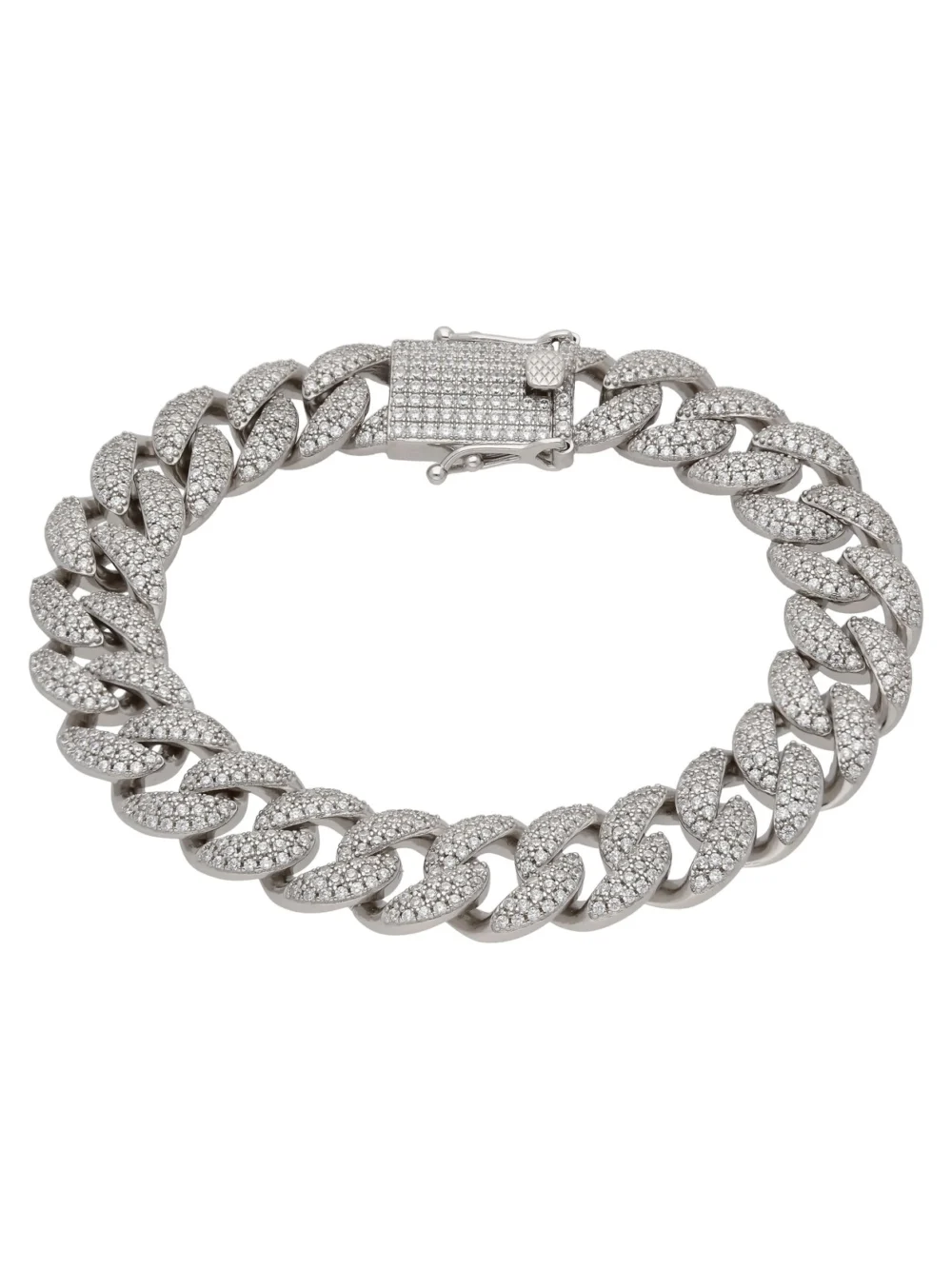William May Sterling Silver Cubic Zirconia 8.5" Curb Link Bracelet 2.3Oz