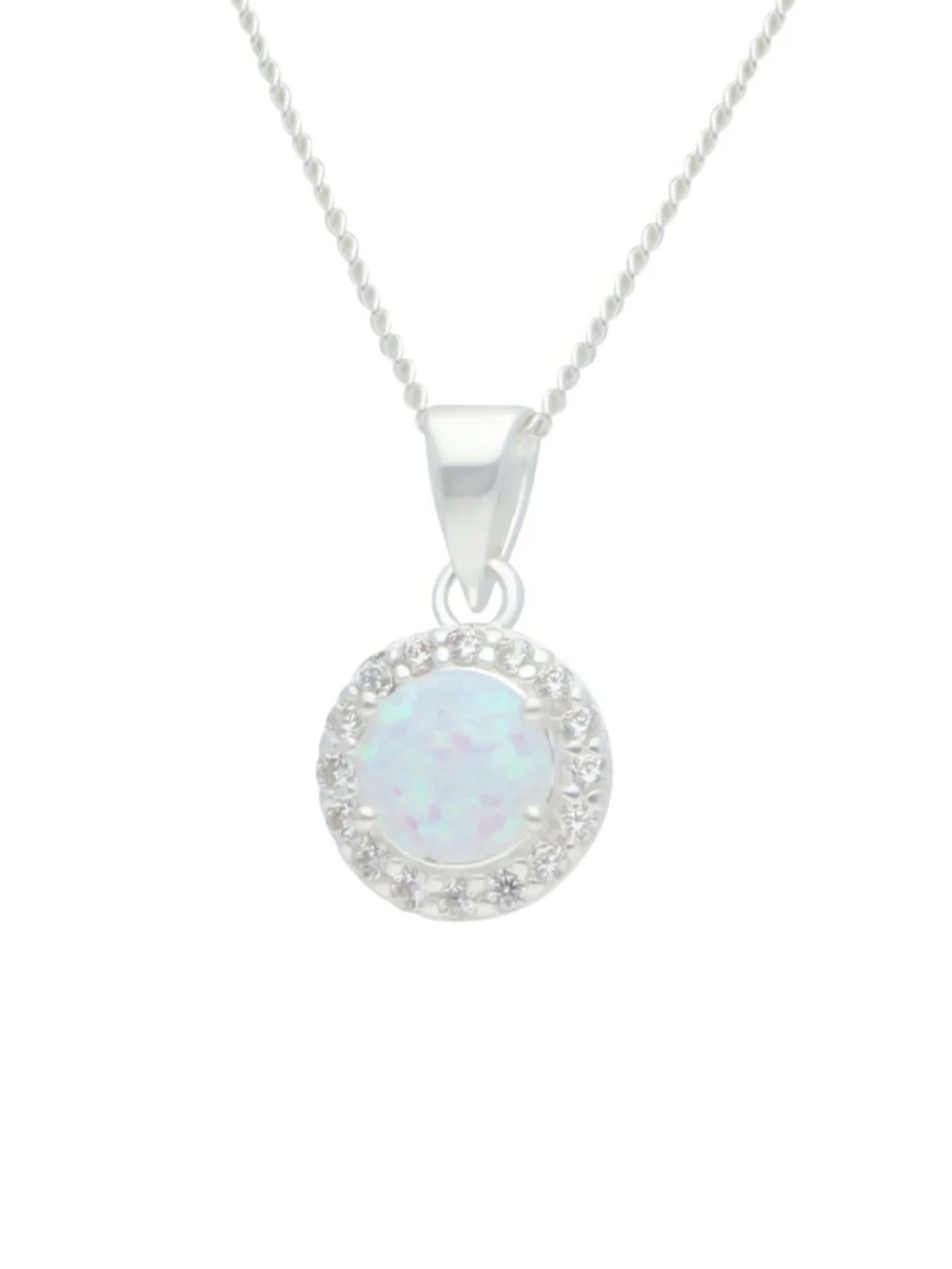William May Sterling Silver Cubic Zirconia & Cultured Opal Necklace