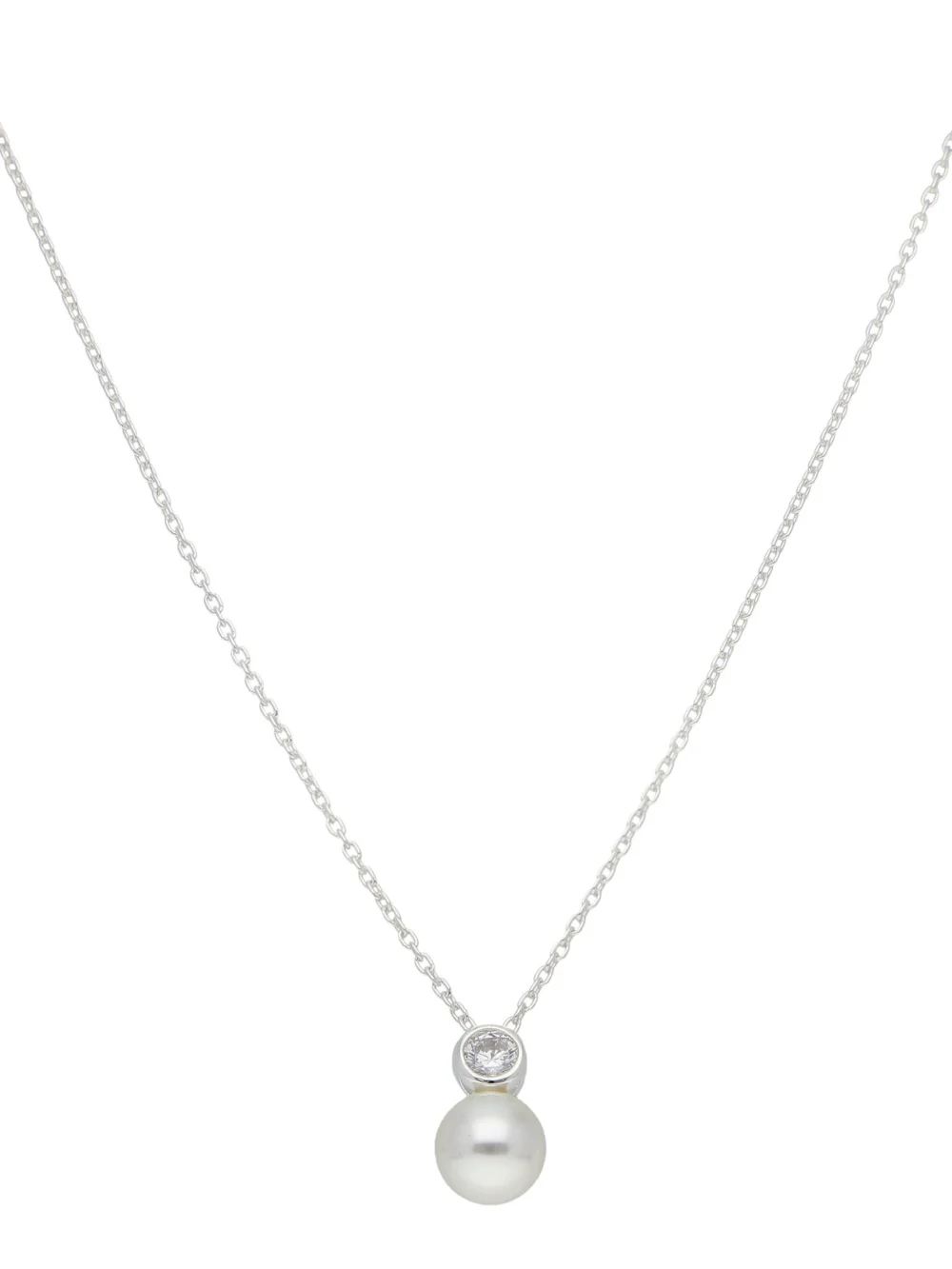 William May Sterling Silver Cubic Zirconia & Pearl Pendant Necklace