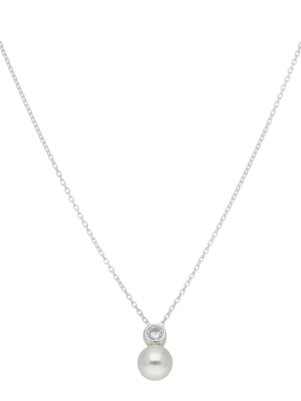 William May Sterling Silver Cubic Zirconia & Pearl Pendant Necklace