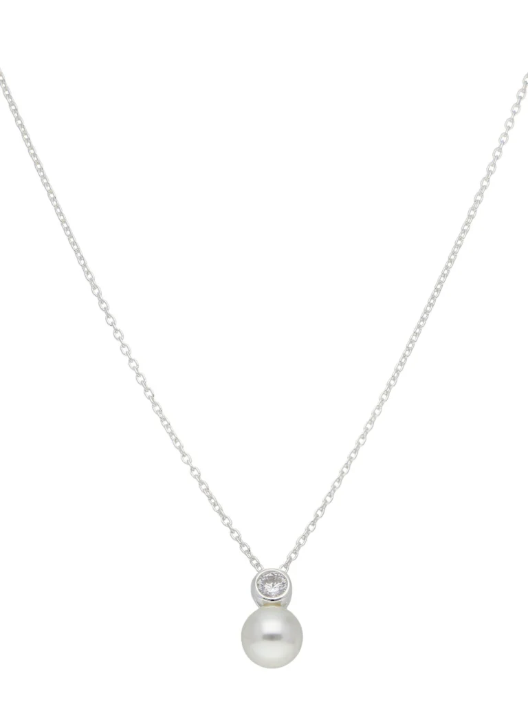 William May Sterling Silver Cubic Zirconia & Pearl Pendant Necklace