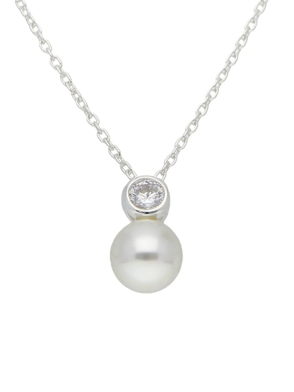 William May Sterling Silver Cubic Zirconia & Pearl Pendant Necklace, view 2
