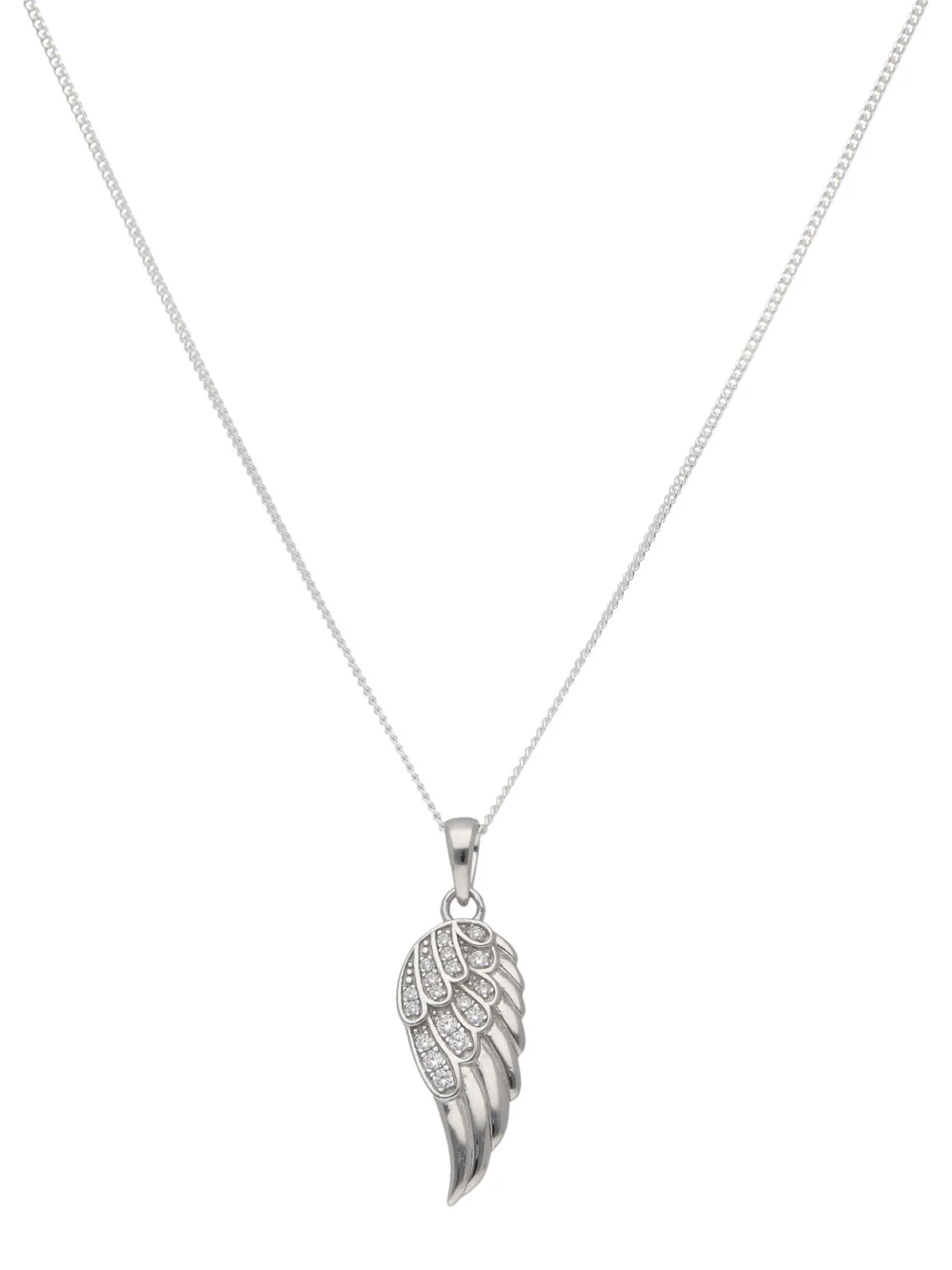 William May Sterling Silver Cubic Zirconia Angel Wing & 18" Necklace