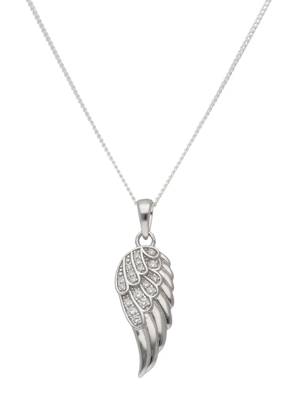 William May Sterling Silver Cubic Zirconia Angel Wing & 18" Necklace, view 2